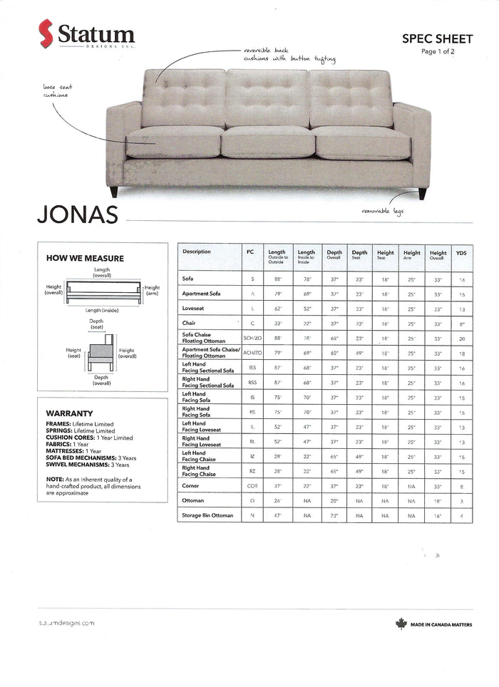 Jonas Sofa/Sectional Collection