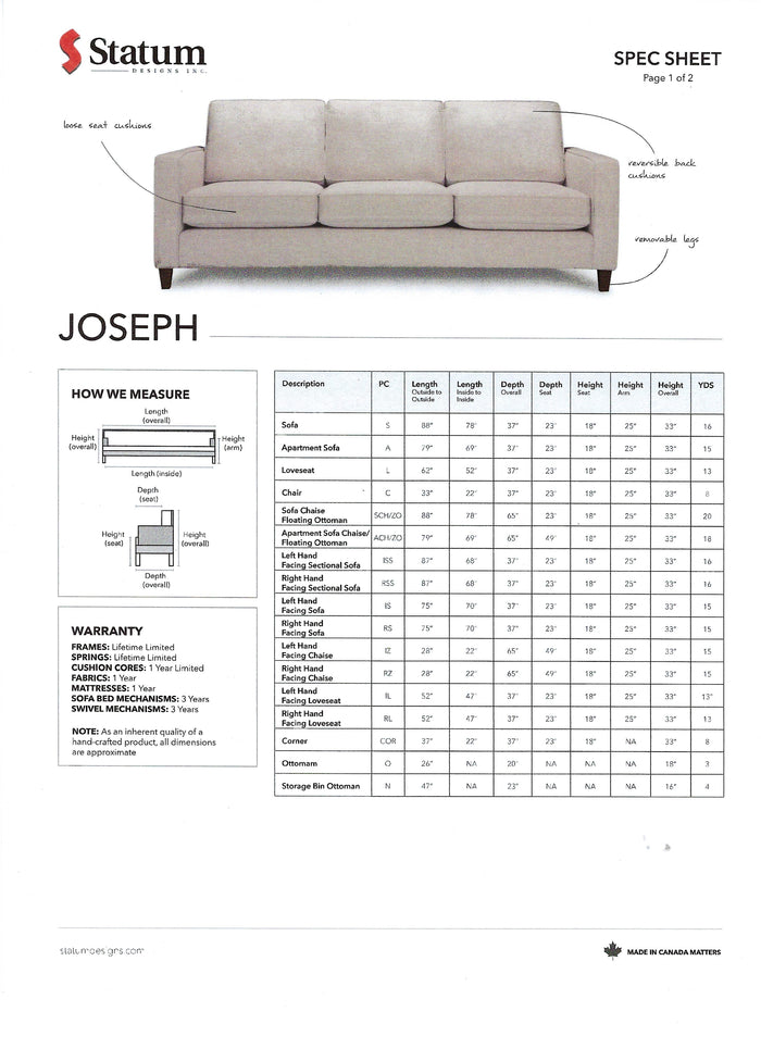 Joseph Sofa/Sectional Collection